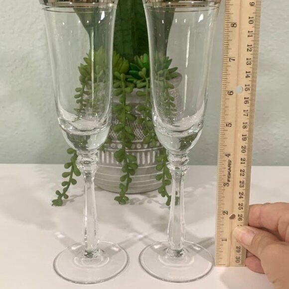 VTG~ Mikasa EMPIRE PLATINUM GOLD Champagne Flutes - Picture 4 of 7